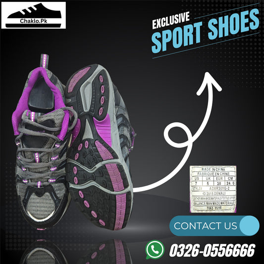 Denali Shoes, Purple Black Gray, Hiking Style, Walking Athletic