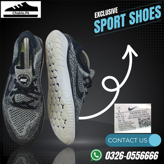 Nike Free RN Flyknit Black/Silver 942839-101 Women's Size 6.5