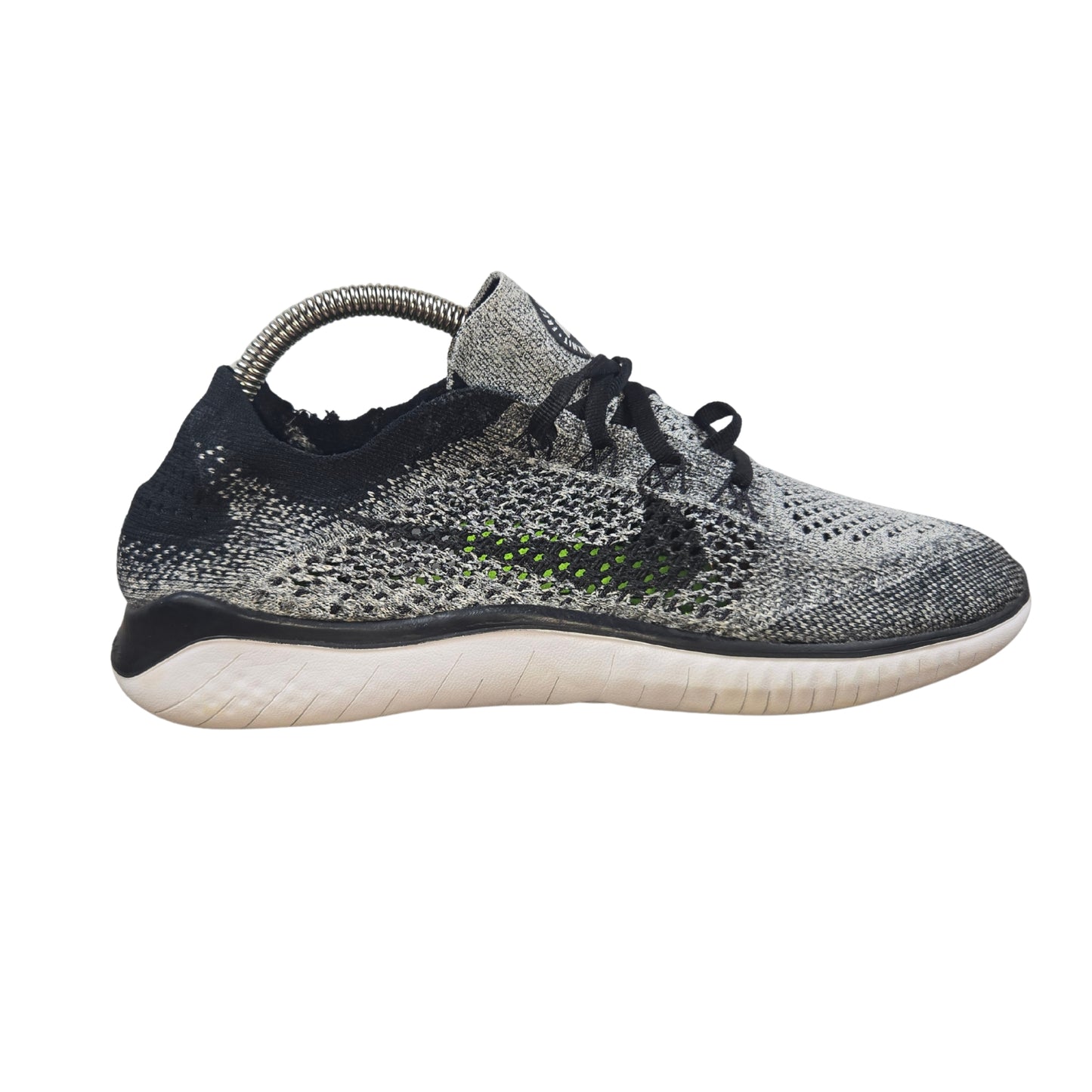 Nike Free RN Flyknit Black/Silver 942839-101 Women's Size 6.5