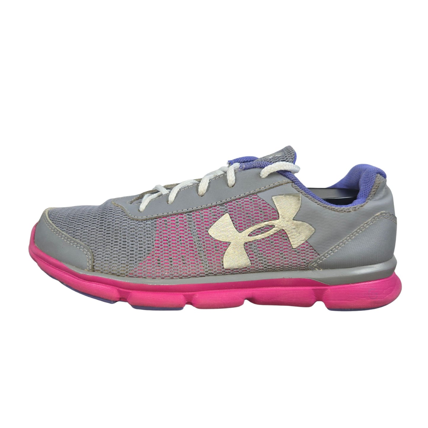 Under Armour UA Girls Micro G Speed Running Shoes 1266305-036 Pink/Gray, Sz 5Y