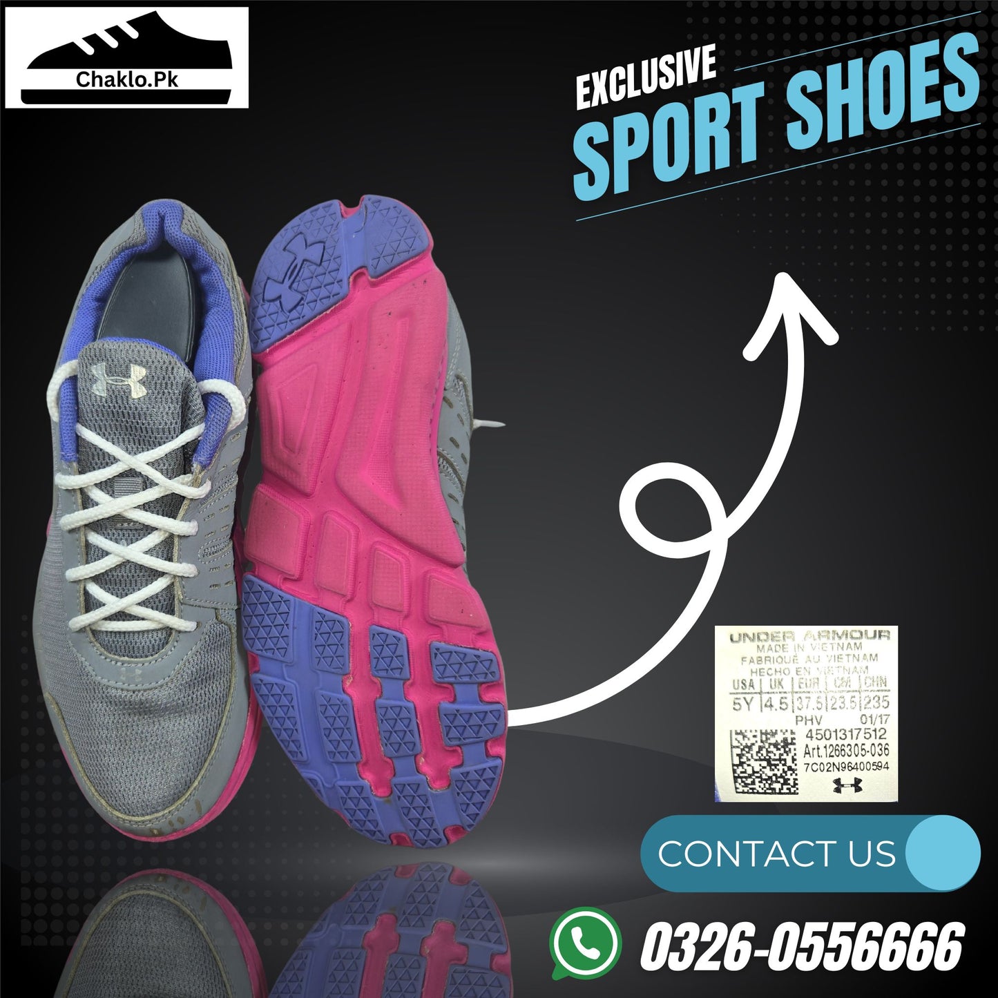 Under Armour UA Girls Micro G Speed Running Shoes 1266305-036 Pink/Gray, Sz 5Y