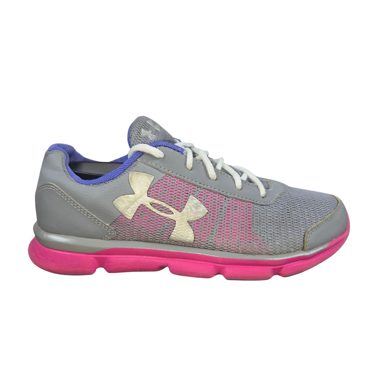 Under Armour UA Girls Micro G Speed Running Shoes 1266305-036 Pink/Gray, Sz 5Y